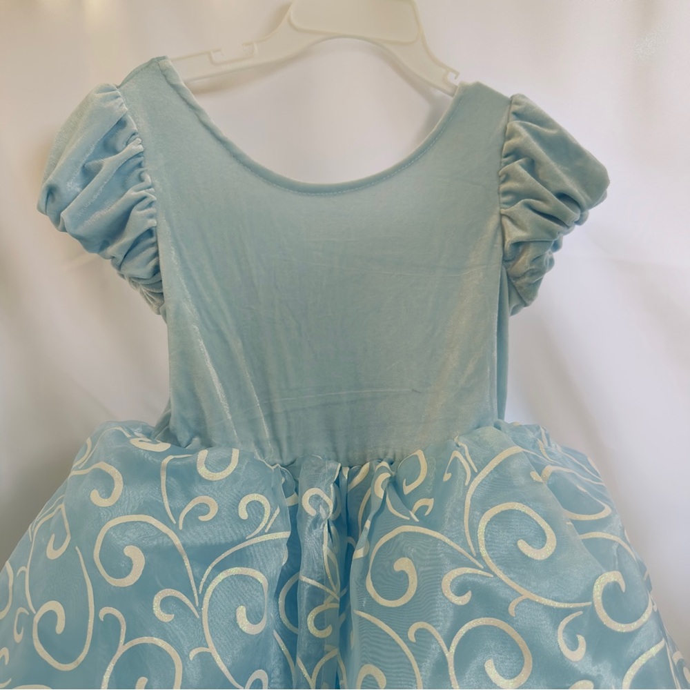 Light Blue Princess Tulle Costume Dress for Girls Cinderella w Gloves 4/5T - Picture 2 of 16